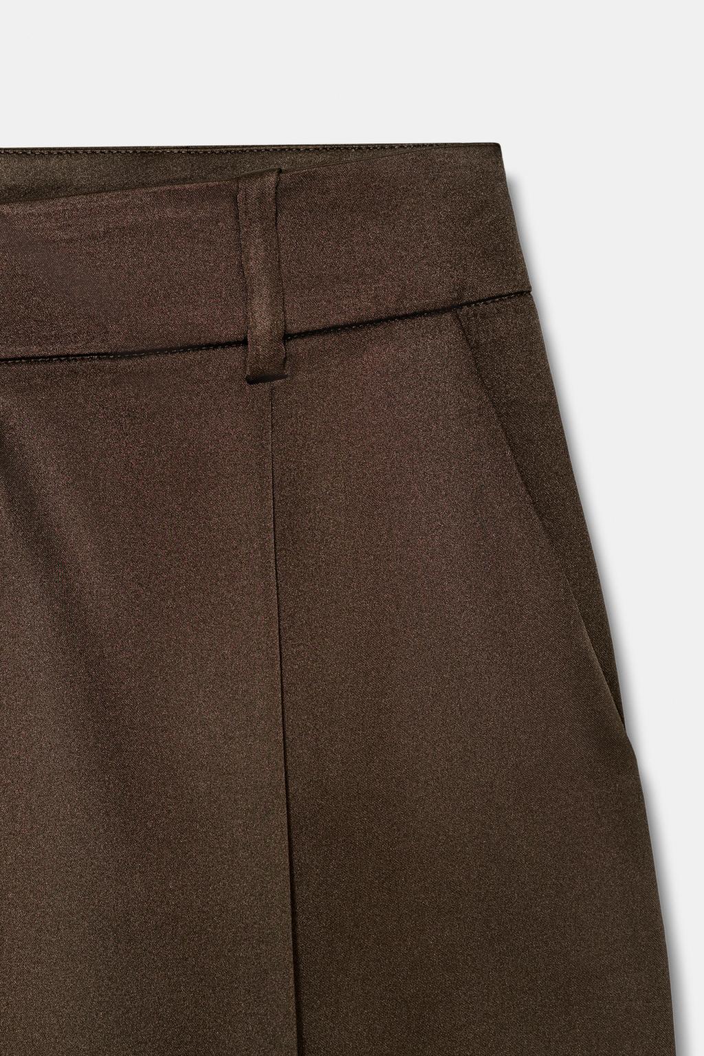 FLOWING SATIN PLEATED TROUSERS